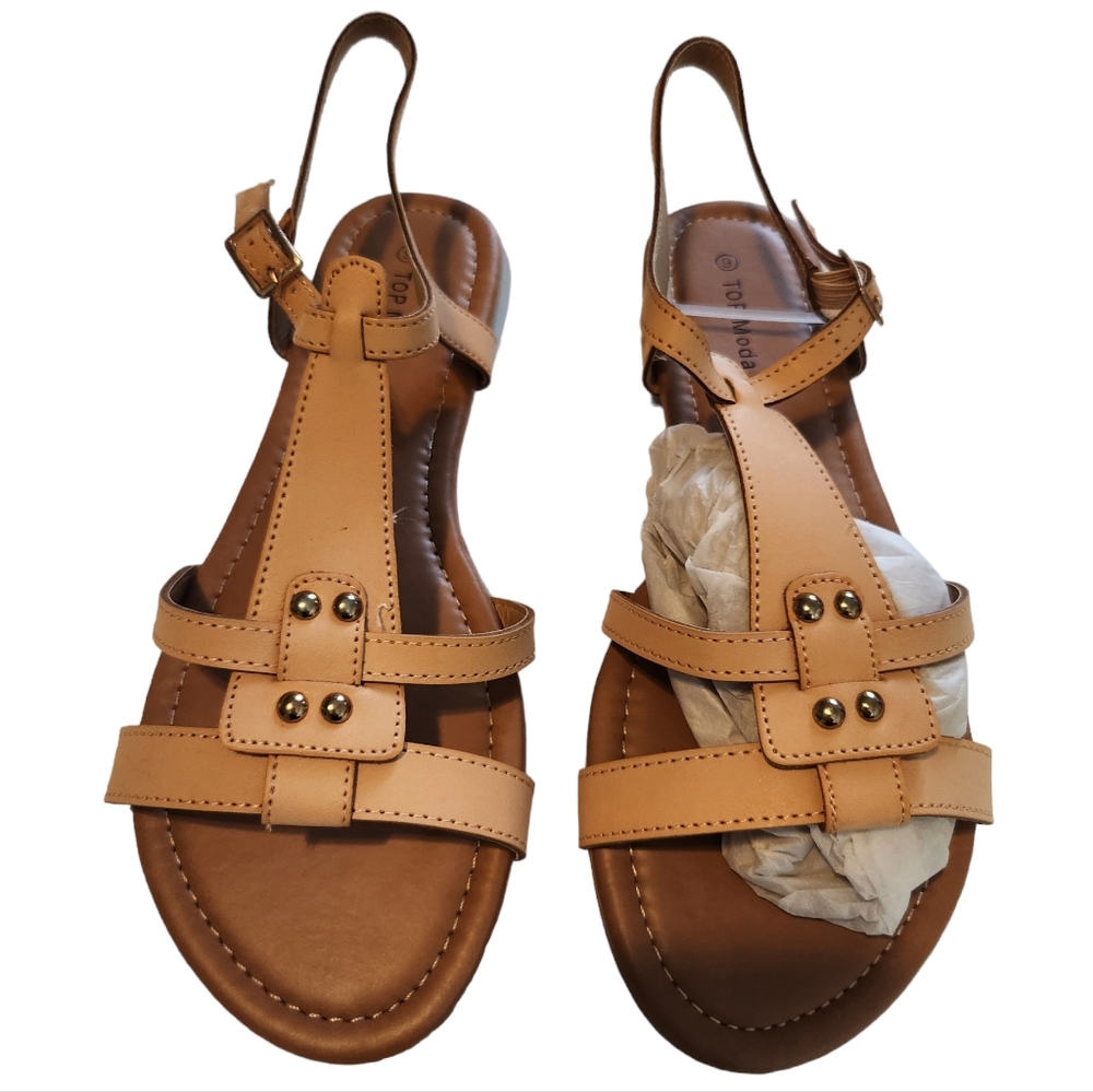 Top Moda Women's Beige Neutral Sandals